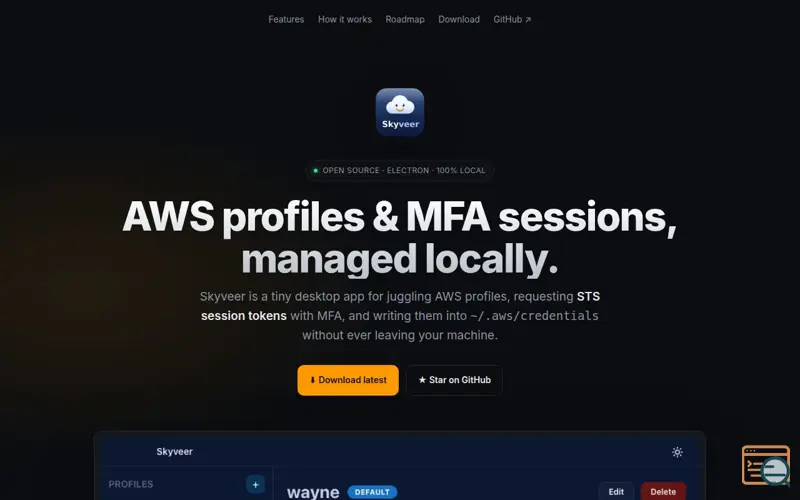 Screenshot of Skyveer - Cloud Session manager