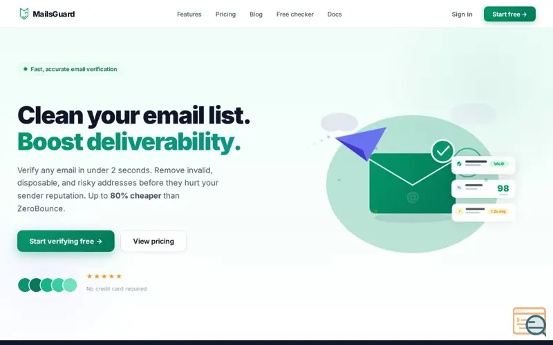 Screenshot of MailsGuard