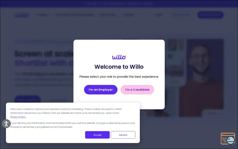 Screenshot of Willo Lite, a launch using HubSpot on Webflow