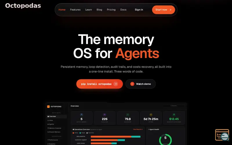 Screenshot of Octopoda, a launch using Prerender.io