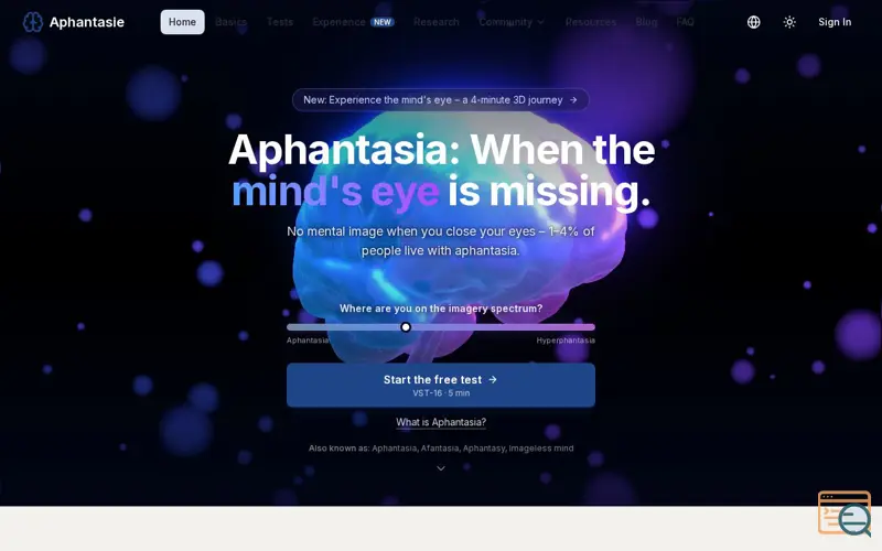 Screenshot of Aphantasia
