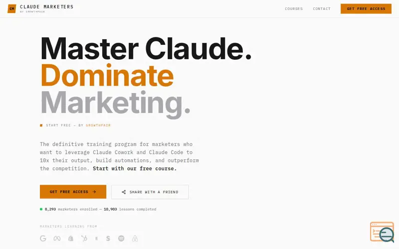 Screenshot of Claude Marketers