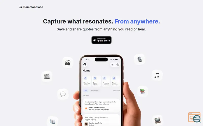 Screenshot of Commonplace