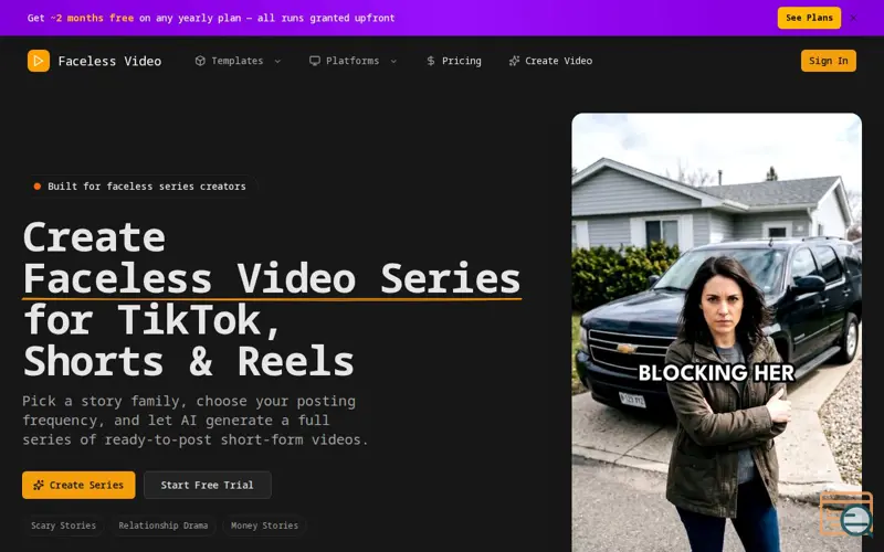Screenshot of AI Faceless Video Generator