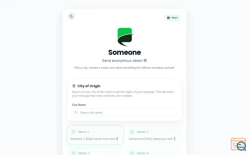 Screenshot of Someone