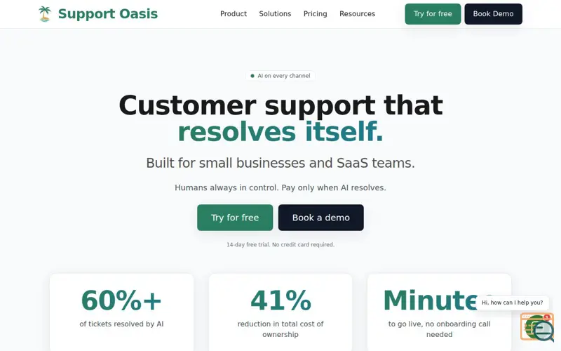 Screenshot of Support Oasis