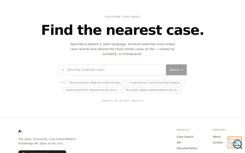 Screenshot of Asclevor Case Search