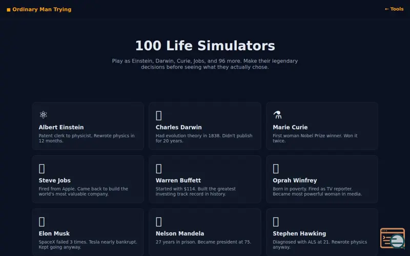 Screenshot of 100 Life Simulators, a launch using LiteSpeed Web Server