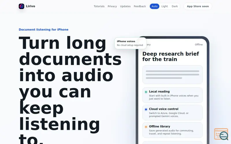 Screenshot of Lirivo