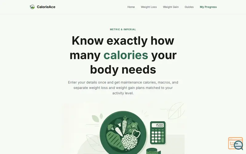 Screenshot of Calorie Calculator - Daily Calorie, TDEE & BMI Calculator | CalorieAce