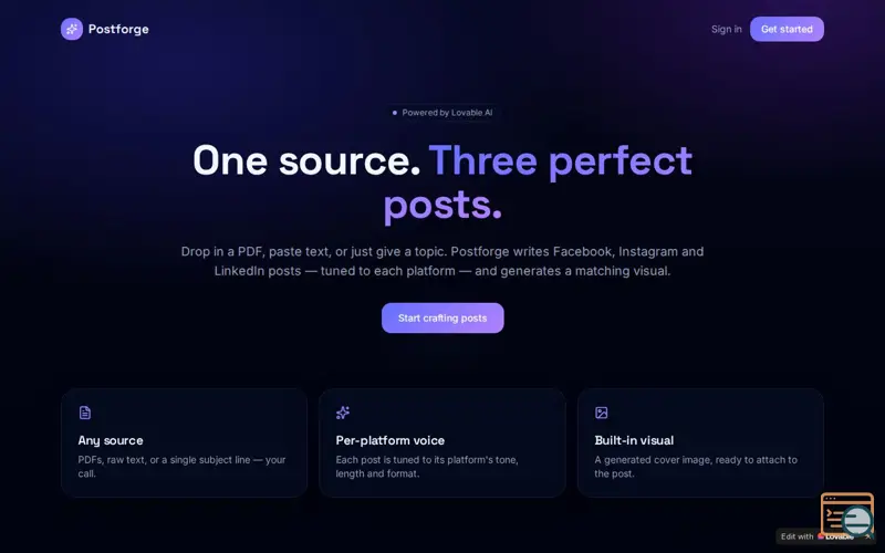 Screenshot of Postforge
