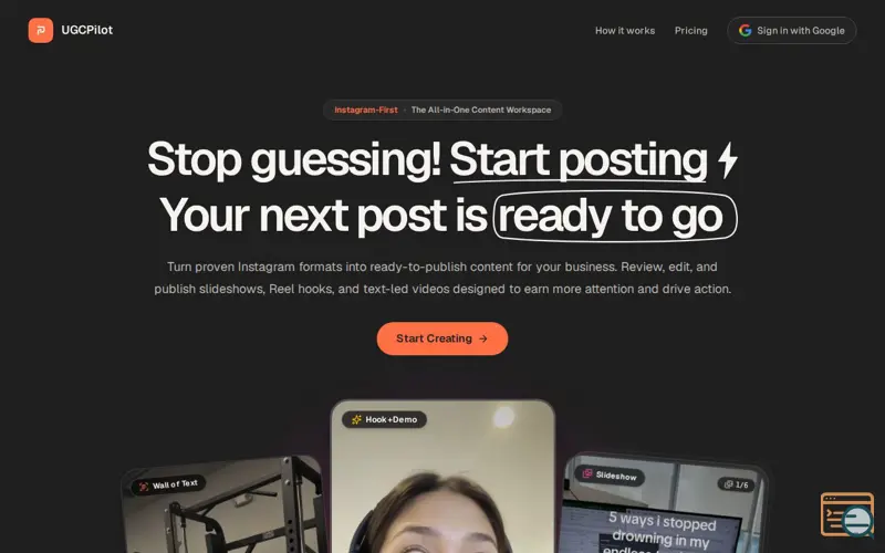 Screenshot of UGCPilot — Instagram Marketing Workspace