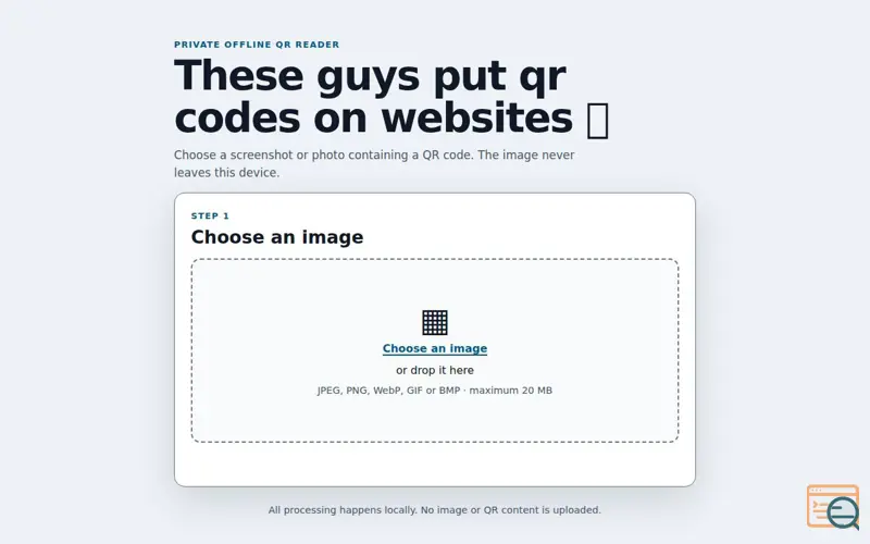 Screenshot of Guys put QR codes on websites, a launch using Migadu