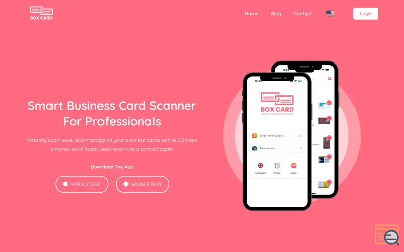 Screenshot of Boxcard - Scan & Save Your Business Card, a launch using OneMail Vietnam