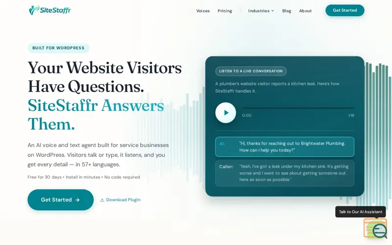Screenshot of SiteStaffr