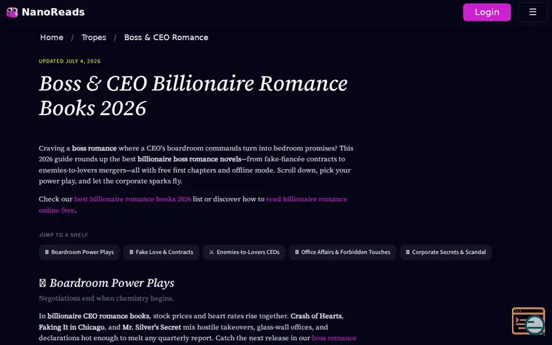 Screenshot of NanoReads, a launch using Branch