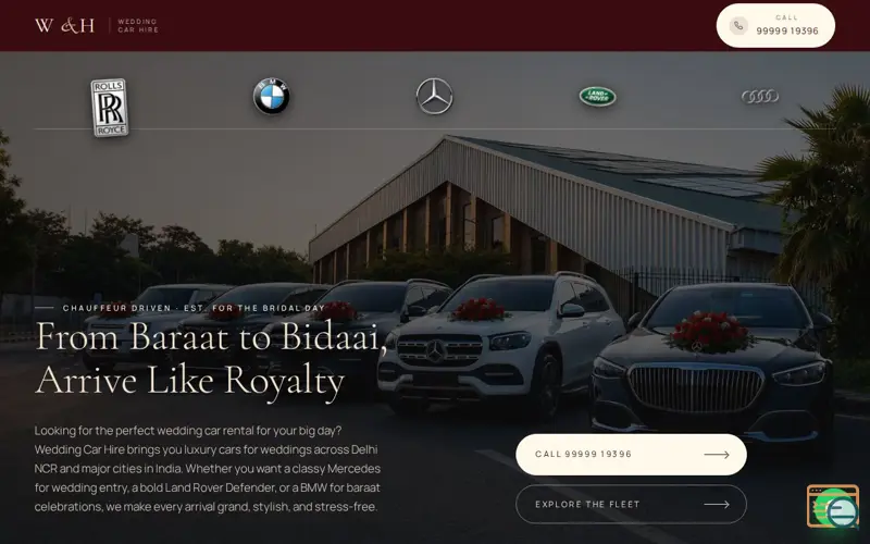 Screenshot of WeddingCarHire.in