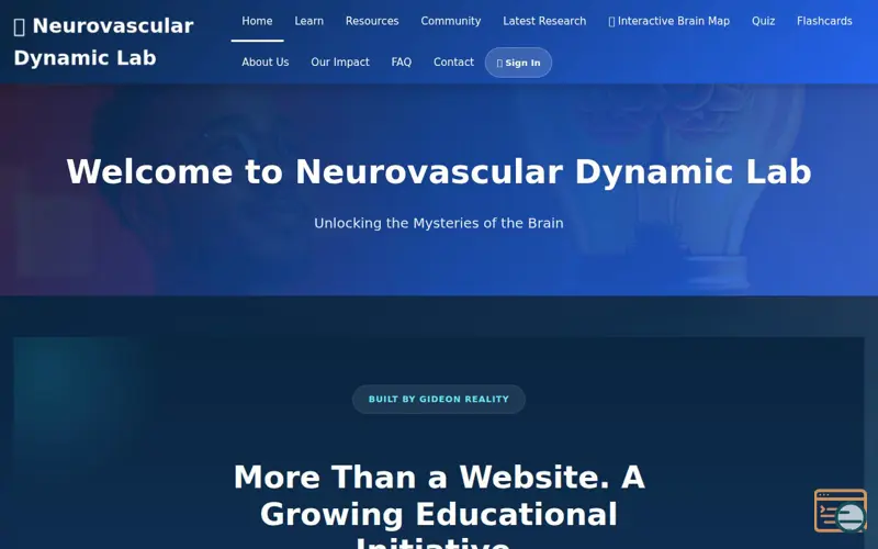 Screenshot of Neurovascular Dynamic Lab