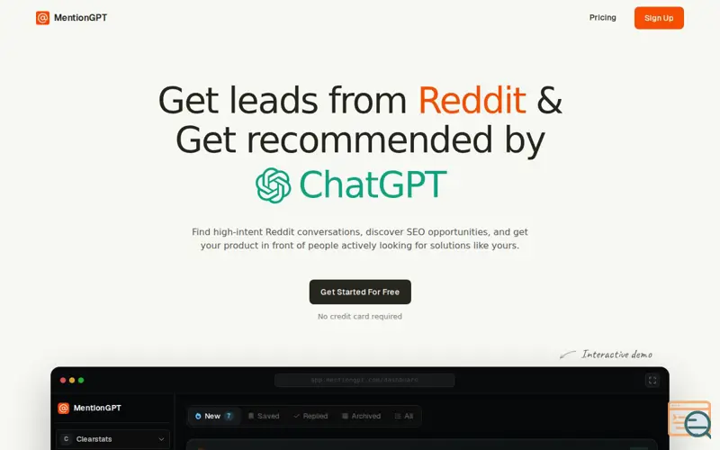 Screenshot of MentionGPT