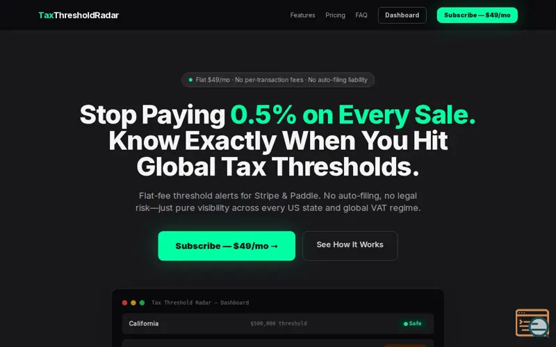 Screenshot of Tax Threshold Radar