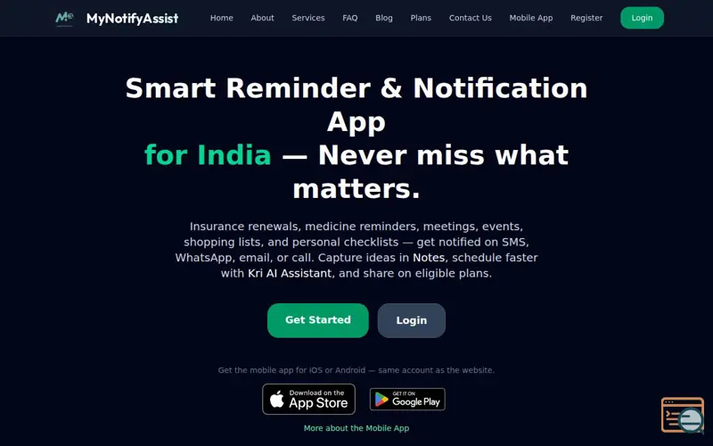 Screenshot of MyNotifyAssist