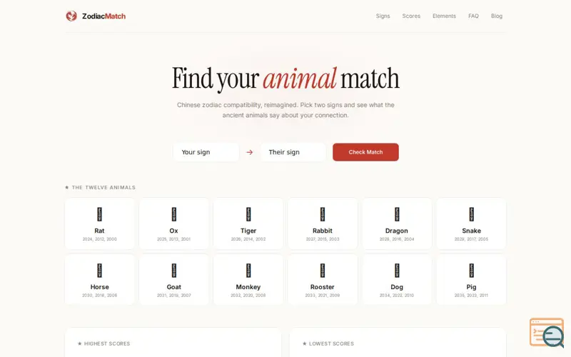 Screenshot of ZodiacMatch