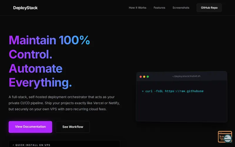 Screenshot of DeployStack