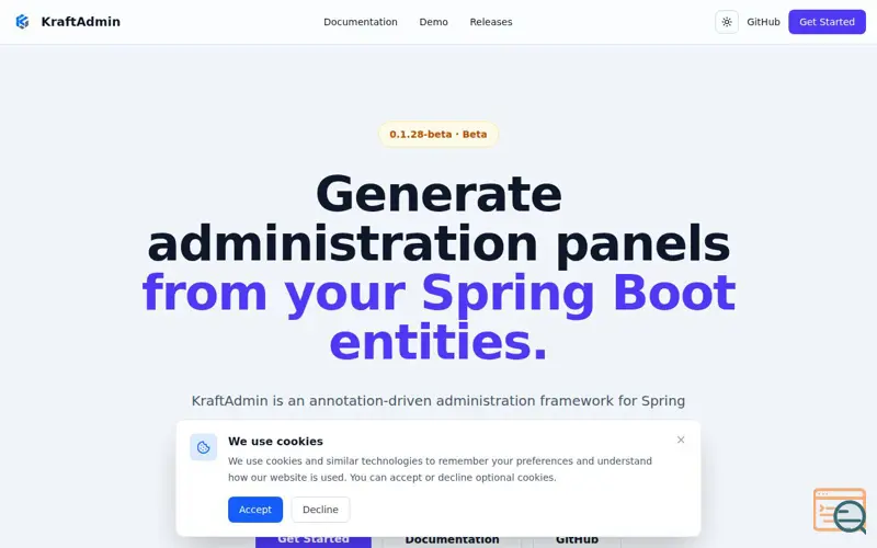 Screenshot of KraftAdmin