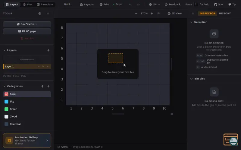 Screenshot of Gridfinitylayouttool, a launch using Liveblocks