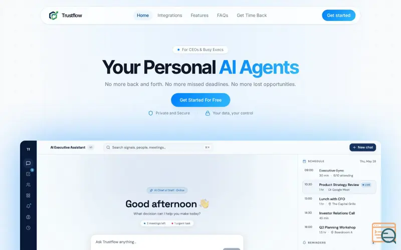 Screenshot of Trustflowapps, a launch using May Chu Email