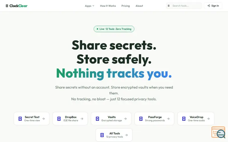 Screenshot of Clockclear