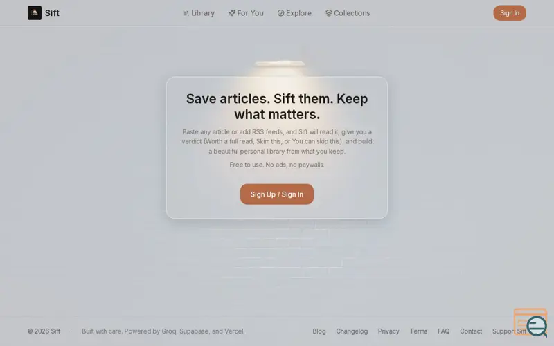 Screenshot of Sift