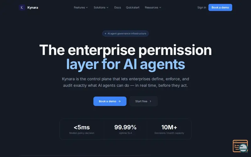 Screenshot of Kynara, a launch using Google Fonts