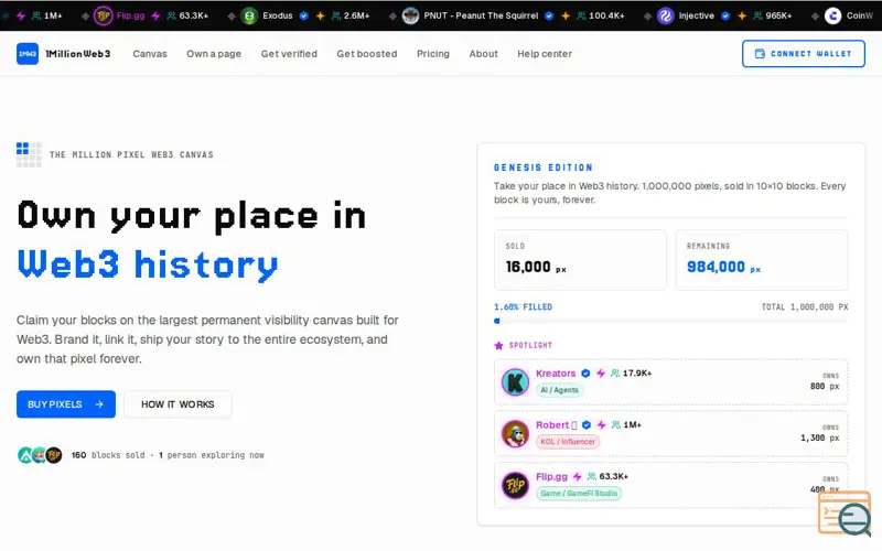 Screenshot of 1MillionWeb3