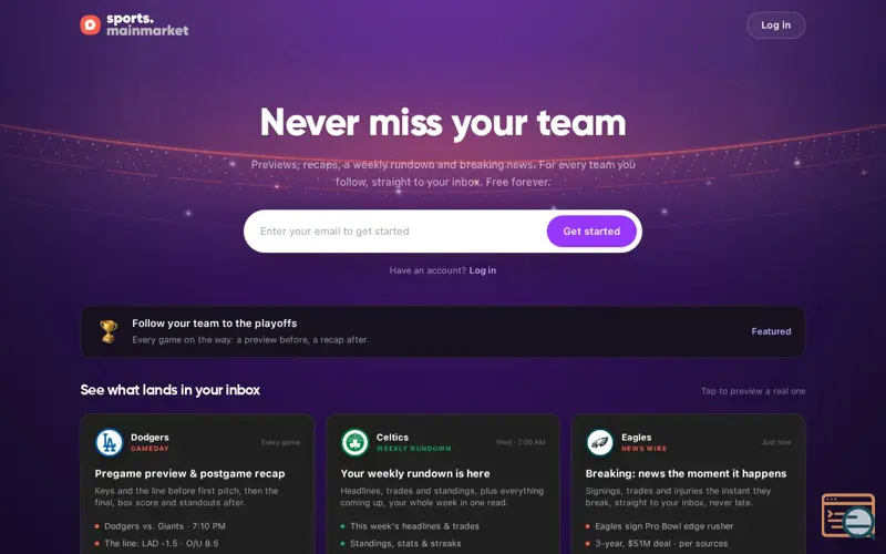 Screenshot of MainMarket Sports