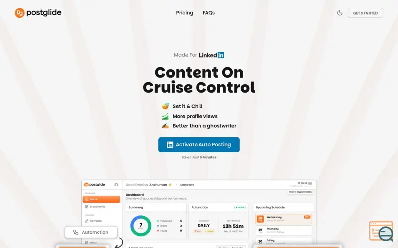 Screenshot of PostGlide