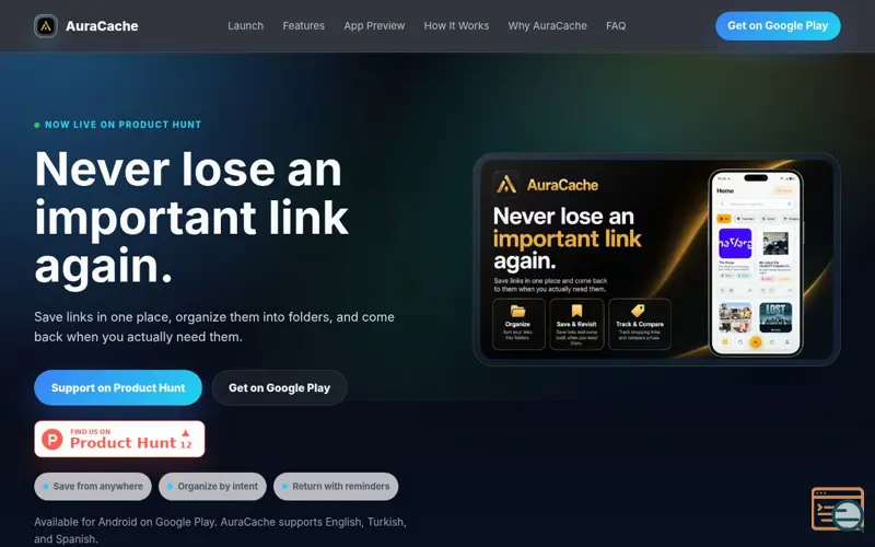 Screenshot of AuraCache