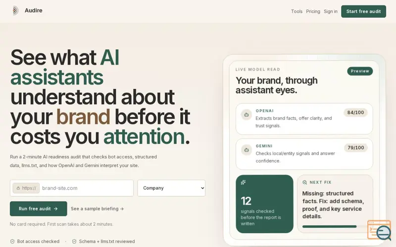 Screenshot of Audire