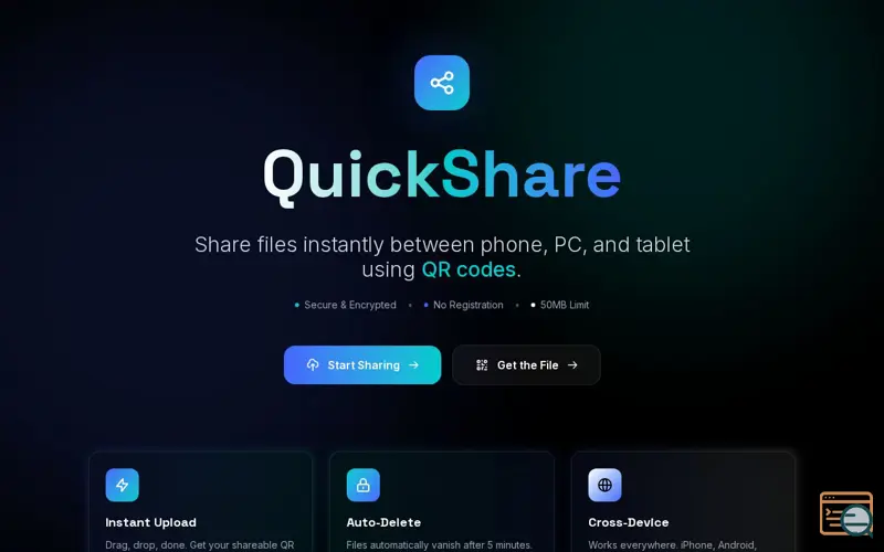 Screenshot of ShareQR