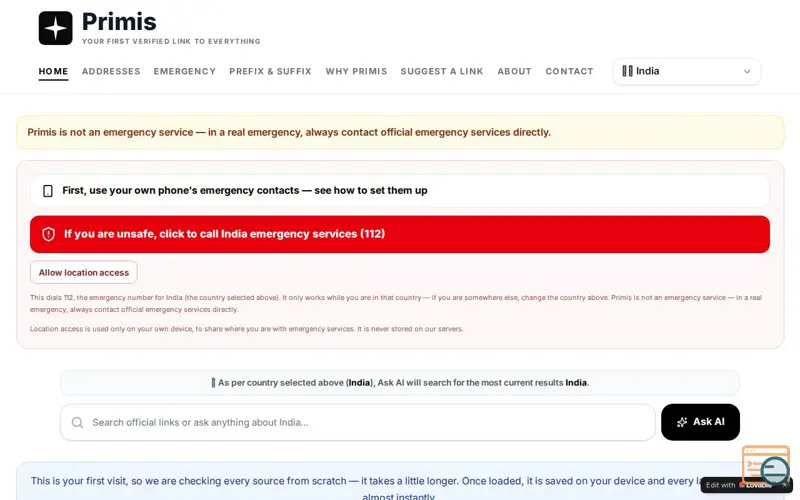 Screenshot of Primis