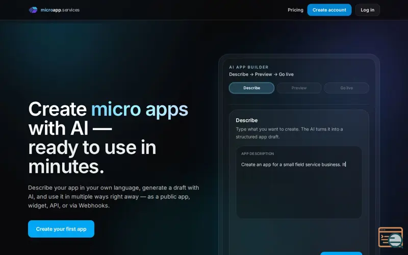 Screenshot of microapp.services