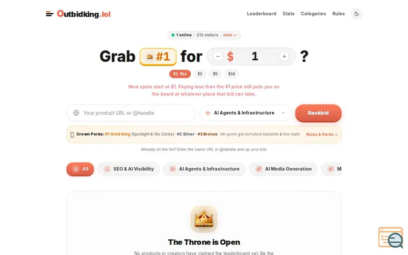 Screenshot of outbidking.lol