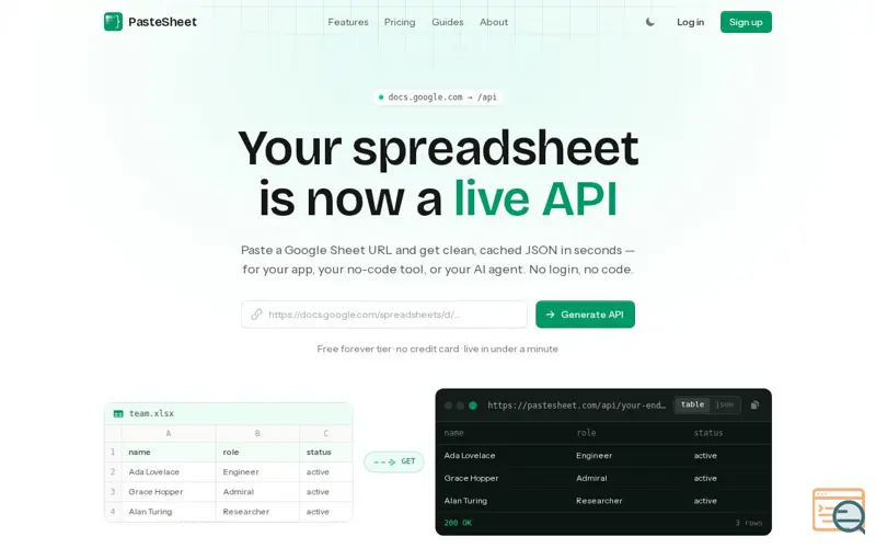 Screenshot of PasteSheet