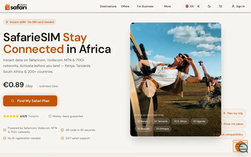 Screenshot of SafarieSIM