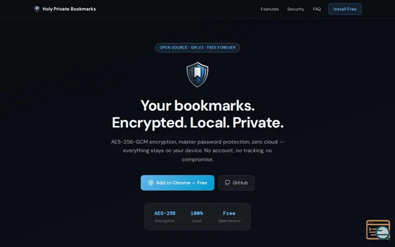 Screenshot of Holy Private Bookmarks