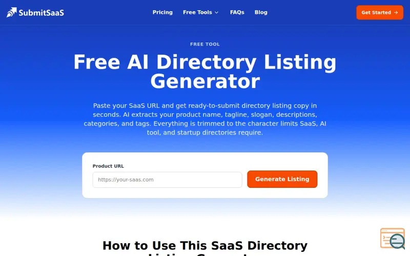 Screenshot of Free AI Directory Listing Generator