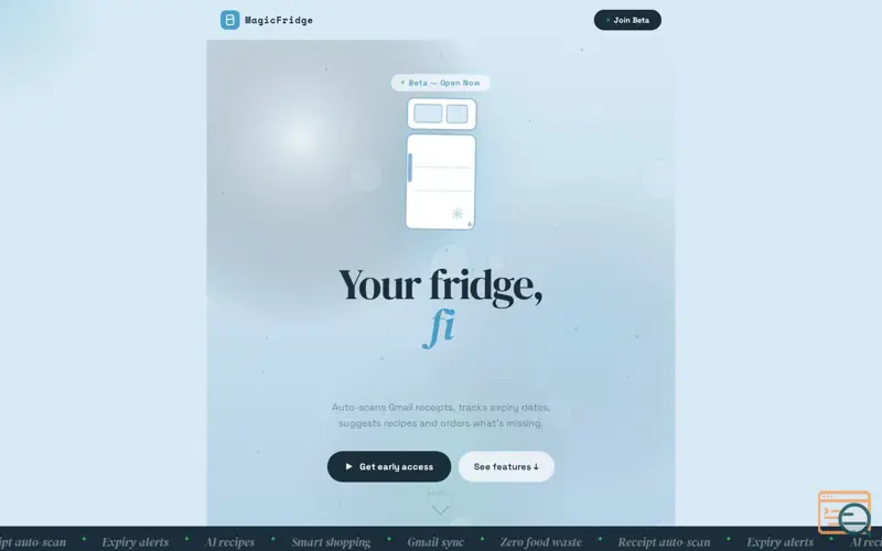 Screenshot of MagicFridge  Your fridge, finally smart.