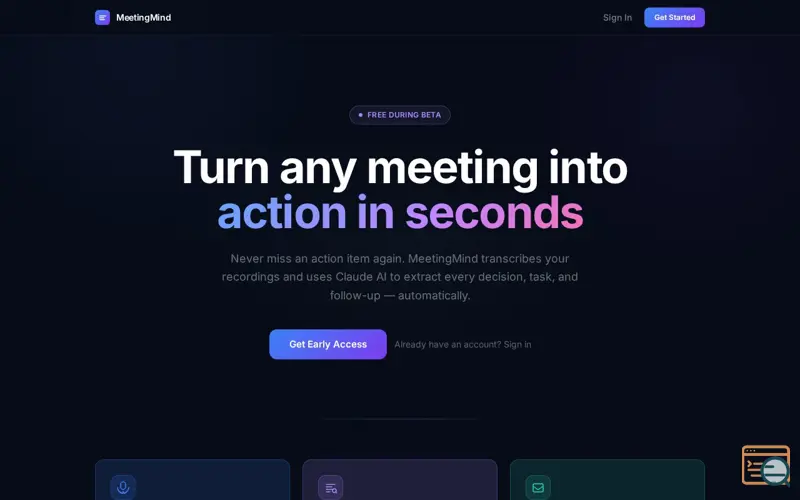 Screenshot of MeetingMind