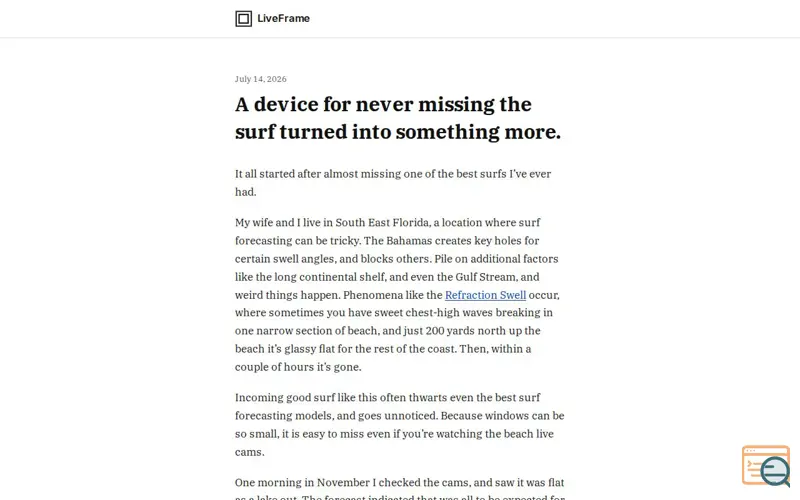 Screenshot of Theliveframe