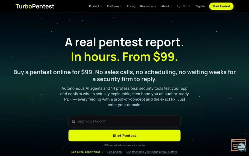 Screenshot of TurboPentest, a launch using Bing Ads